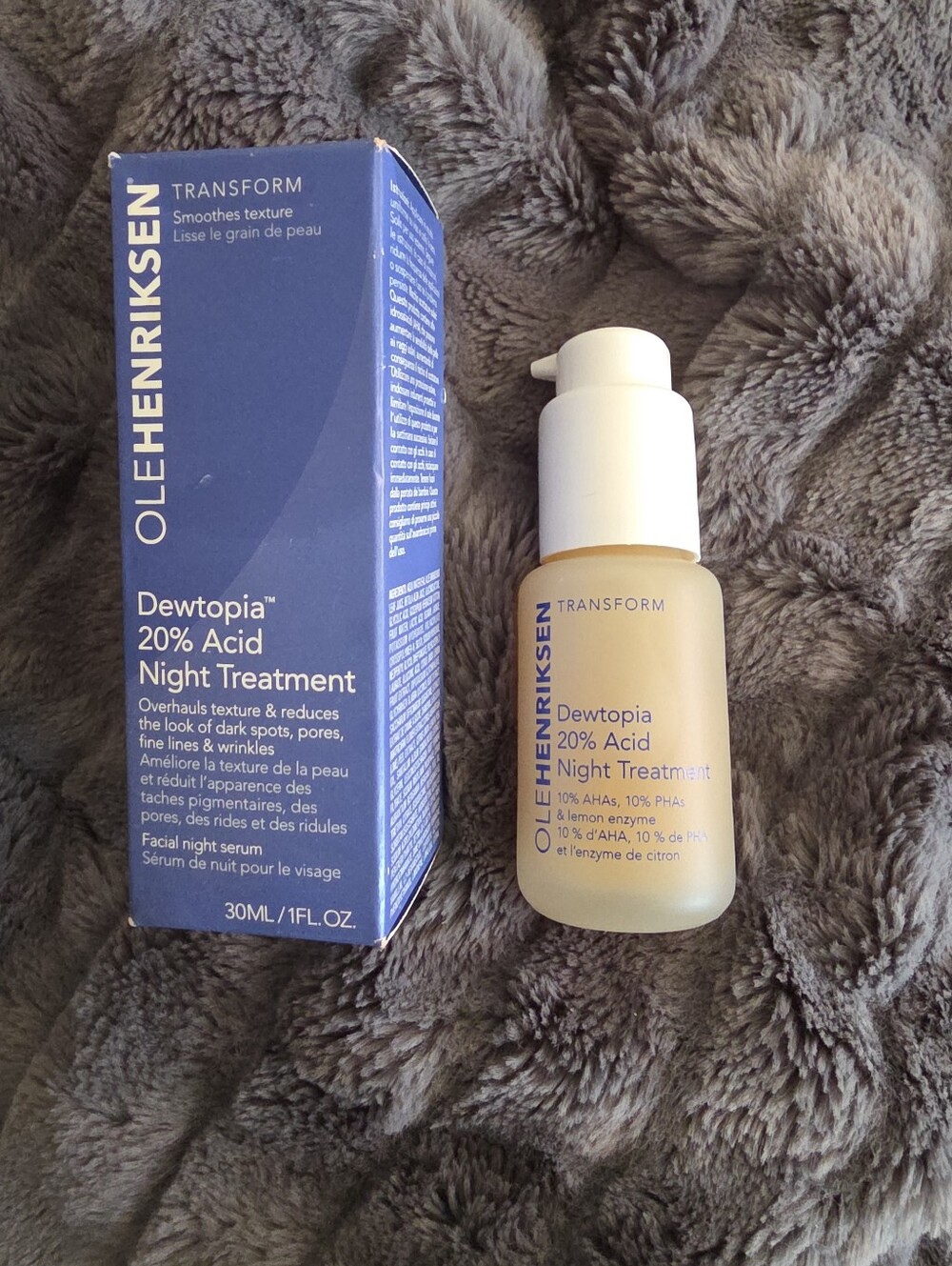 Ole Henriksen Dewtopia Night Treatment - Pale Yellow Bottle with Blue Box